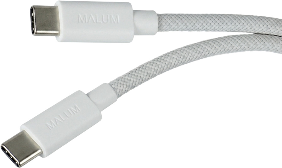 MALUM PREMIUM nabíjecí opletený kabel USB-C -> USB-C 1m Bílý